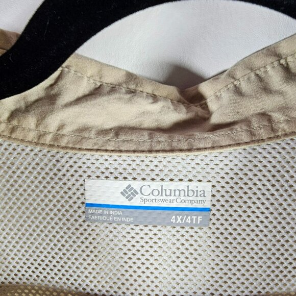 Columbia Bahama II Vented Fishing Shirt Mens Size 4X Beige Button Up - Picture 2 of 11